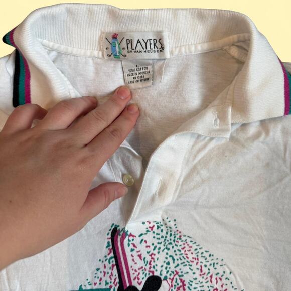 Vintage 80s players by van Huesen golf graphic polo tee men's size Large - Picture 4 of 5